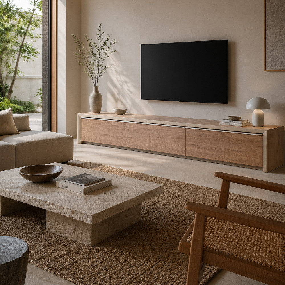 石目調×木目調 テレビボード