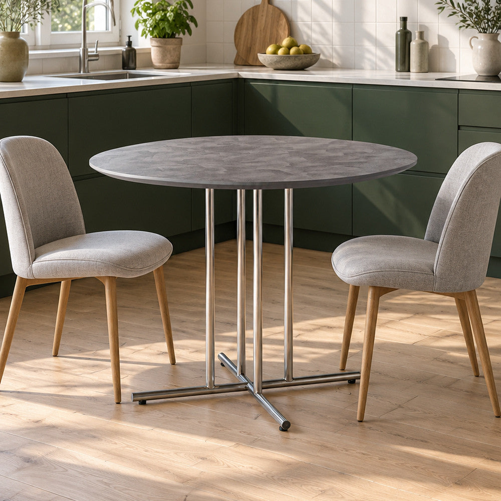 石目調天板ラウンドダイニングテーブル