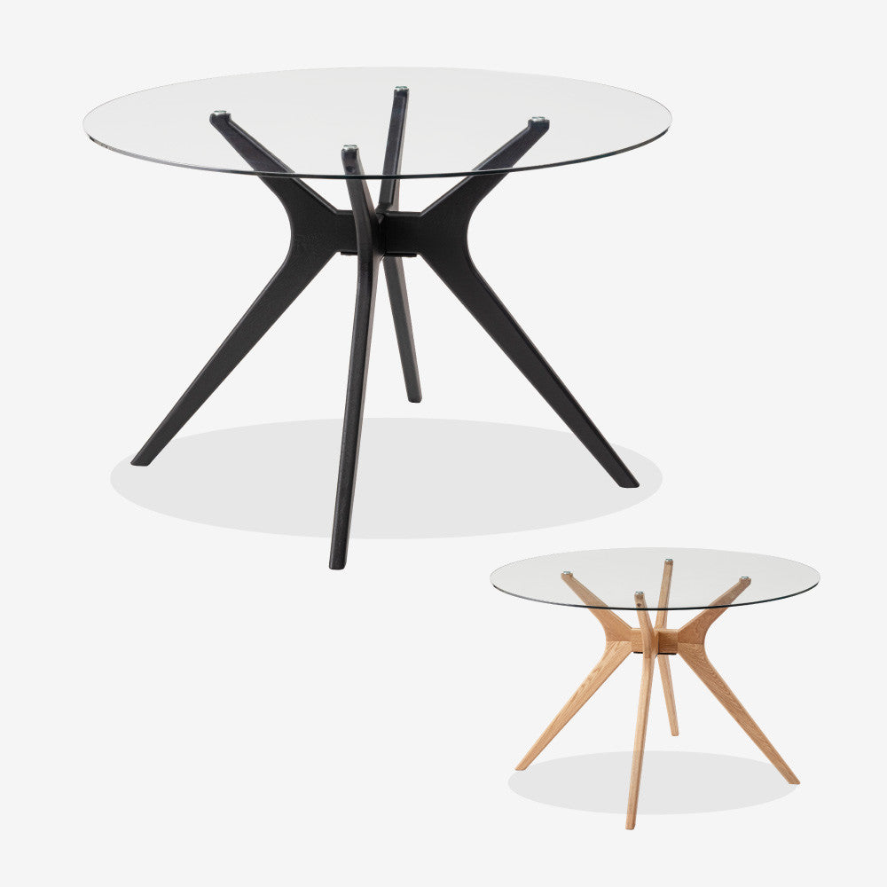 ラウンドガラスダイニングテーブル