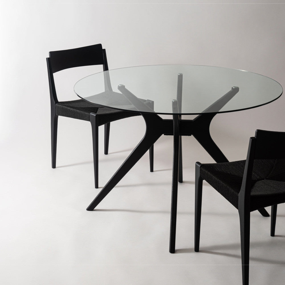 ラウンドガラスダイニングテーブル