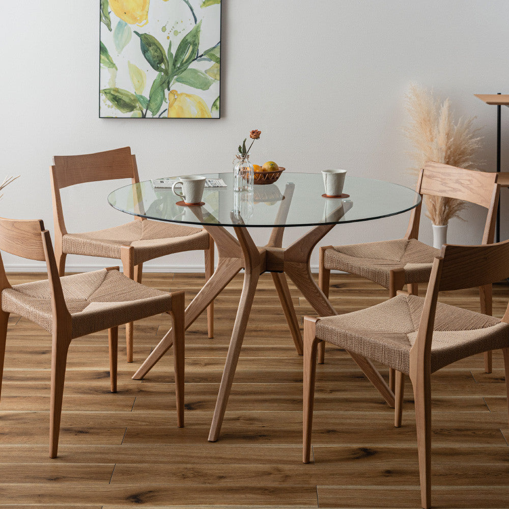 ラウンドガラスダイニングテーブル