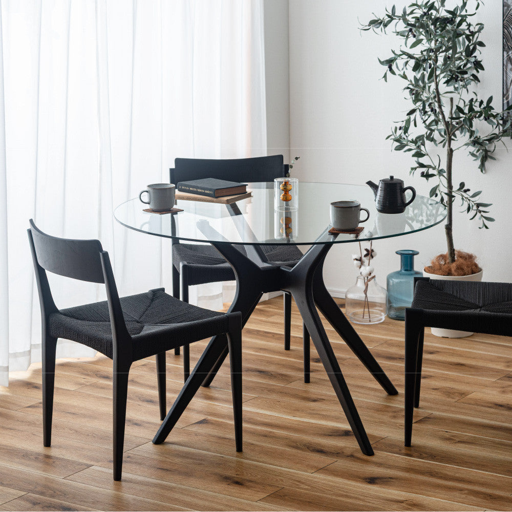 ラウンドガラスダイニングテーブル