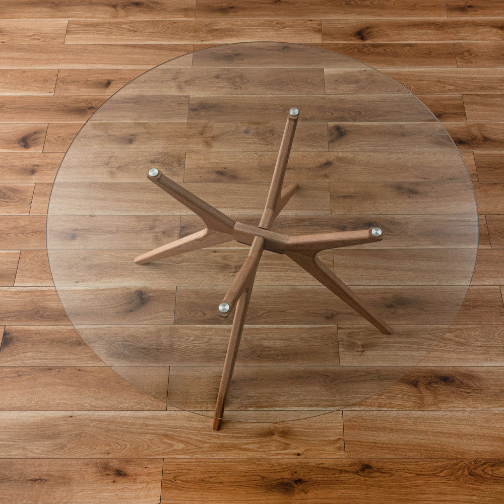 ラウンドガラスダイニングテーブル