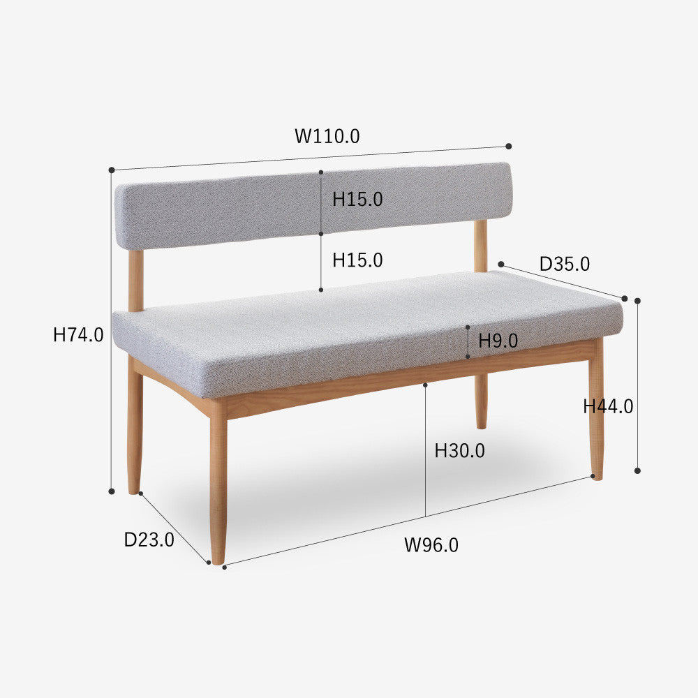 ダイニングベンチ背もたれ付